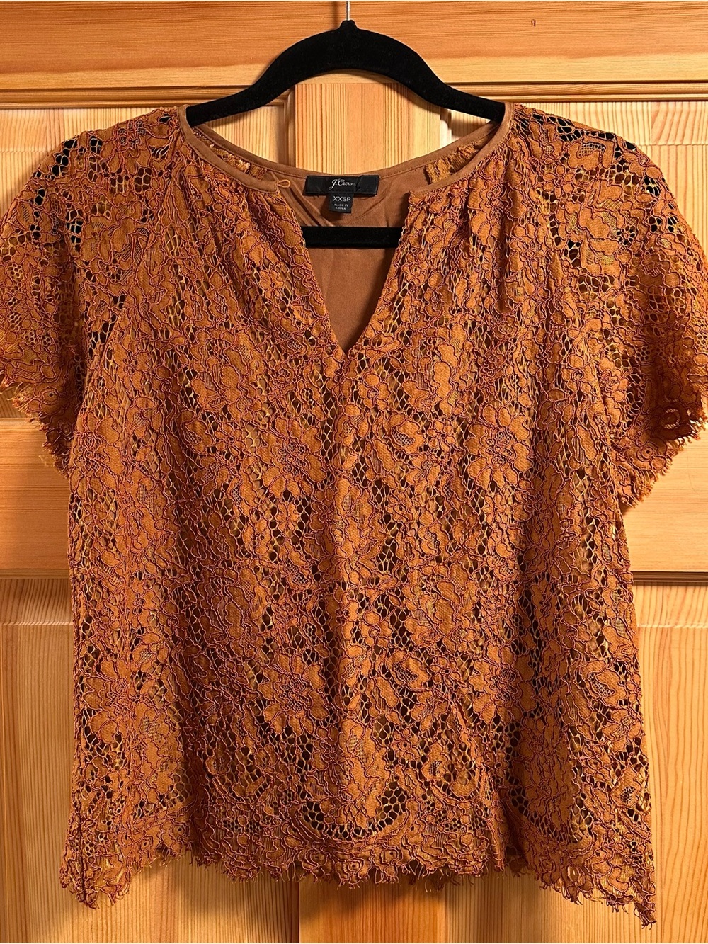 J.Crew Rust Lace Short Sleeve Top